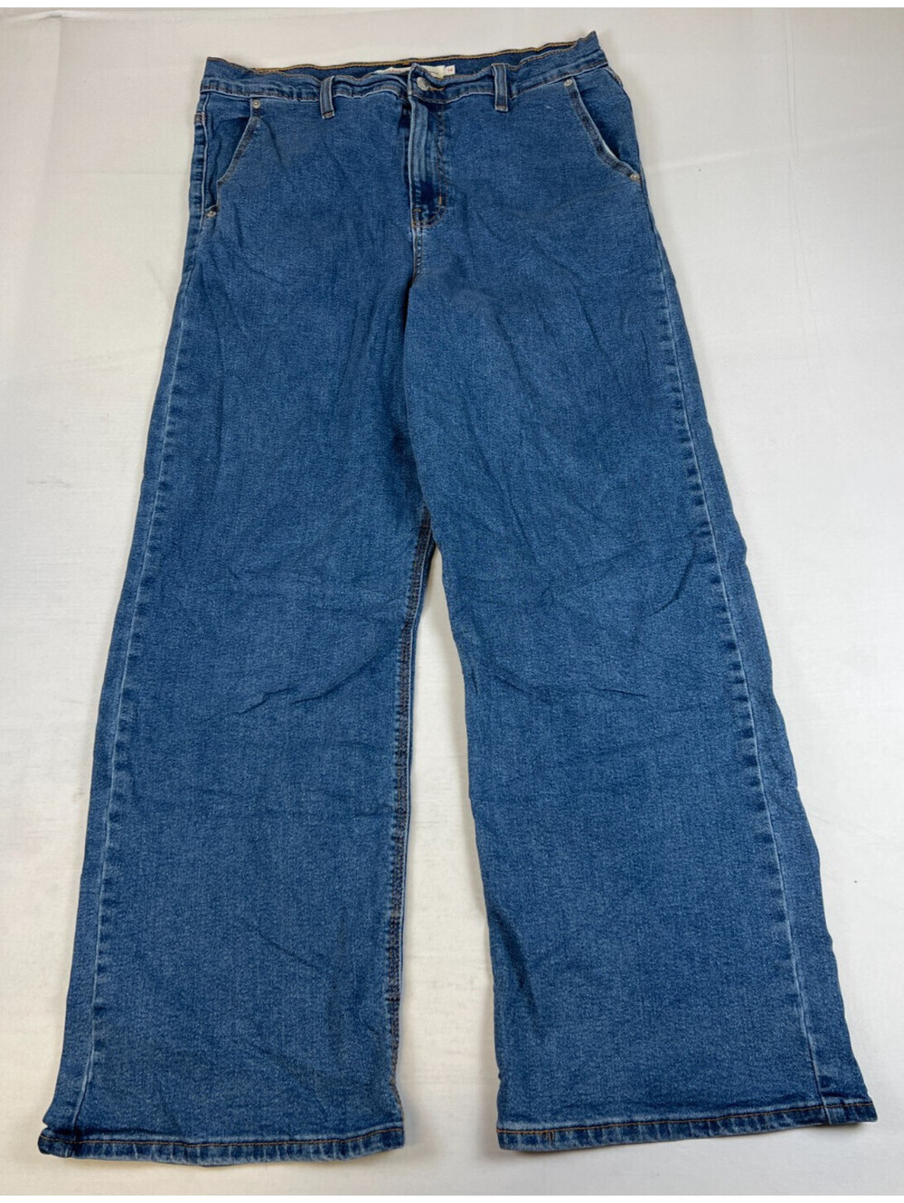 Levi Strauss Signature Women 14x32 Blue High-Rise Loose Straight Denim Jeans
